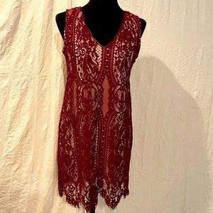 Trixxie Maroon Lace Cocktail Dress Sz Sm